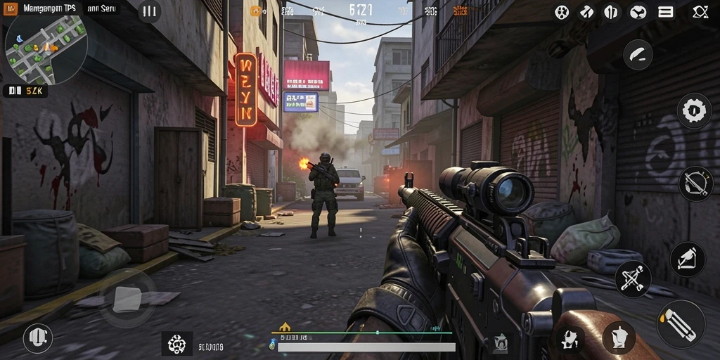 Tampilan gameplay yang mendebarkan dari 5ZK, penuh aksi.