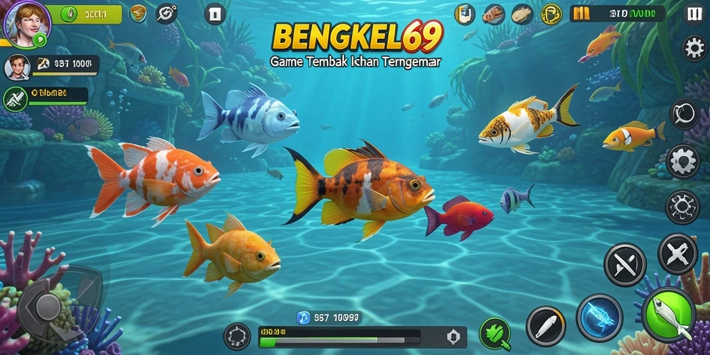 Screenshot gameplay BENGKEL69 menunjukkan aksi menembak ikan yang mendebarkan.