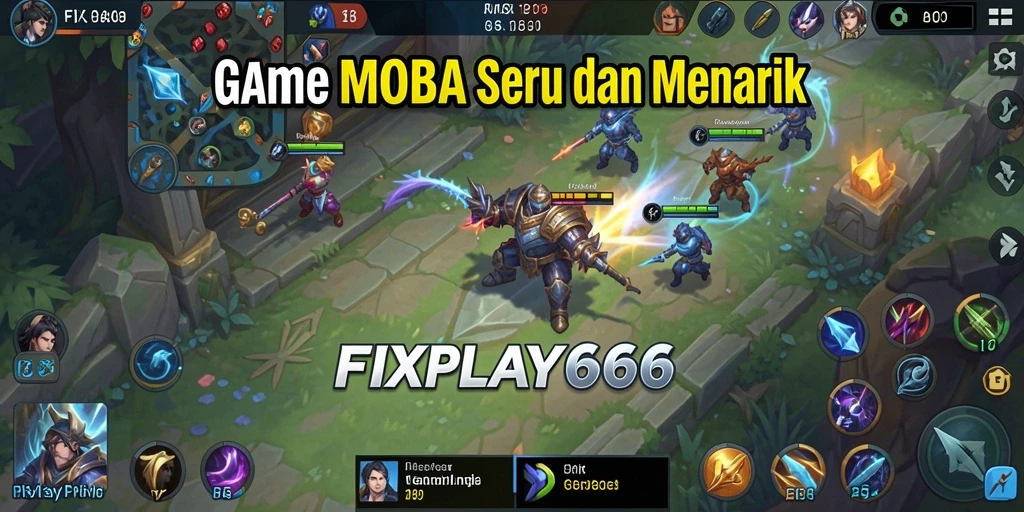 Tangkapan layar FIXPLAY666 menampilkan aksi seru di arena MOBA.