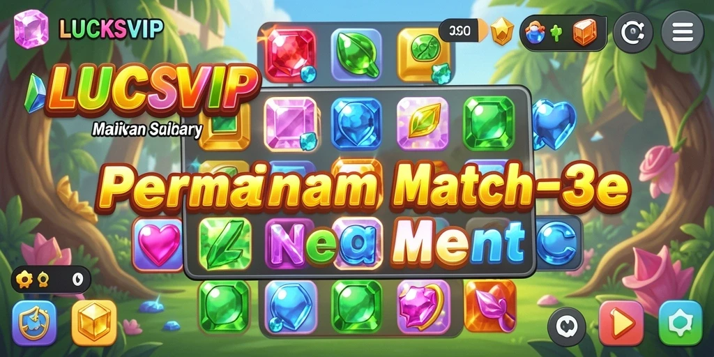 Screenshot menampilkan gameplay seru LUCKSVIP dalam pertandingan Match-3.