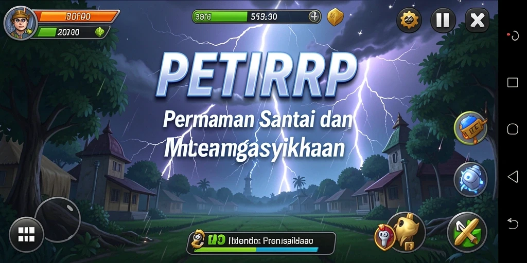 Tangkapan layar utama PETIRRP menunjukkan gameplay yang seru dan penuh warna.