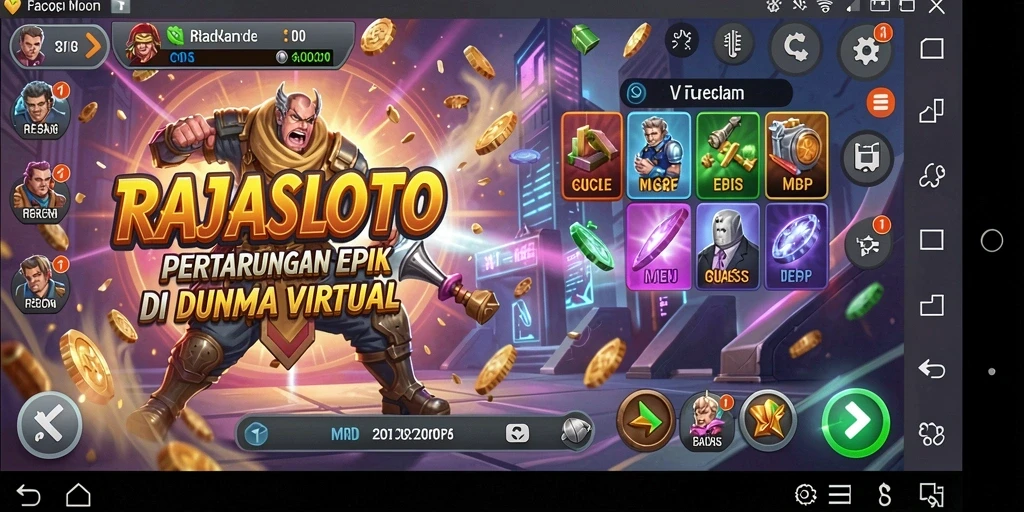 Tampilan gameplay seru dan aksi pertarungan di RAJASLOTO.