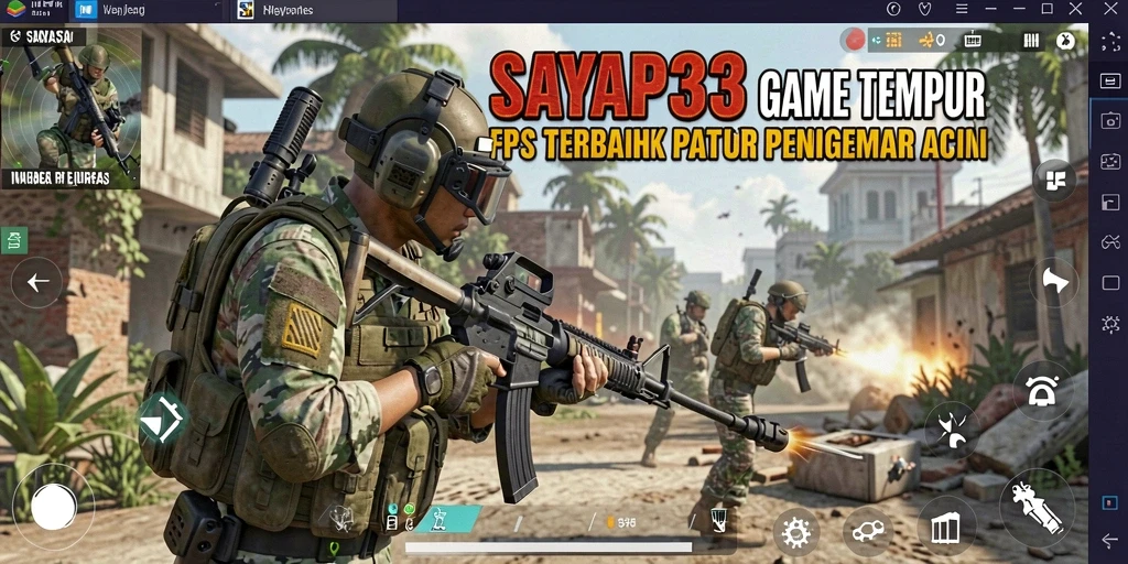 Tampilan gameplay SAYAP33 menampilkan aksi mendebarkan dalam pertempuran FPS.