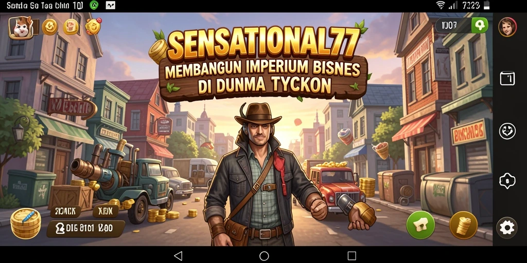 Screenshot gameplay SENSATIONAL77 menampilkan aksi seru dalam membangun bisnis.